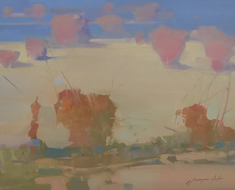 Morning Desert, Original oil Painting, Handmade artwork, One of a Kind                                 